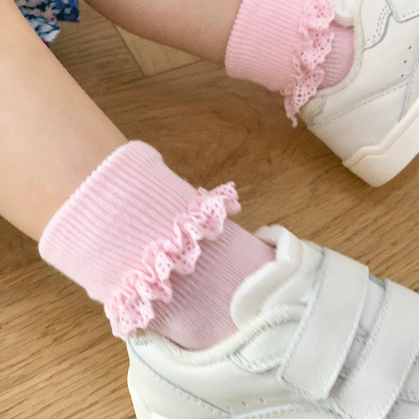 Frilly Non-Slip Stay-On Baby and Toddler Socks - Pink Lemonade
