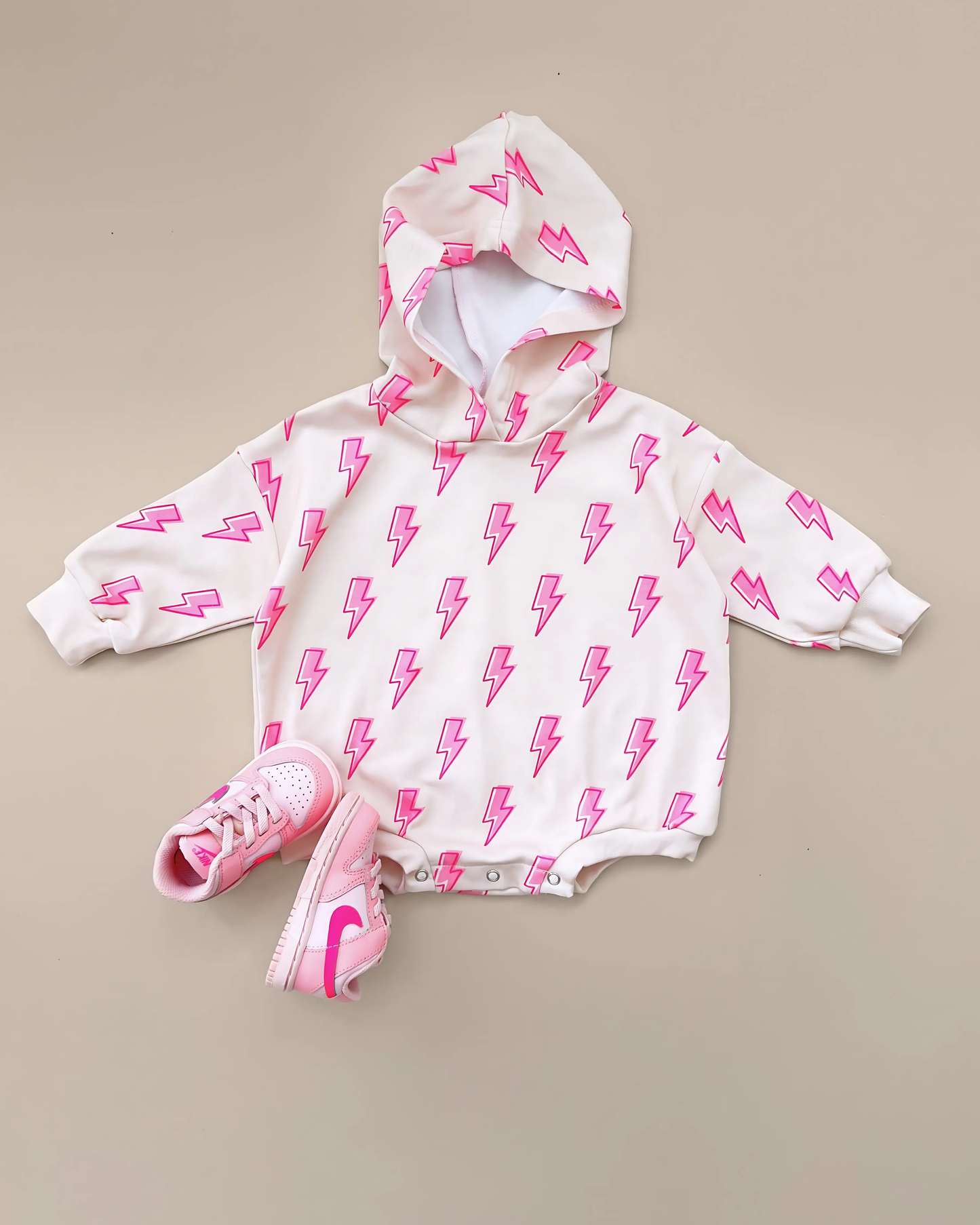 Hooded Bubble Baby Romper | Pink Bolts
