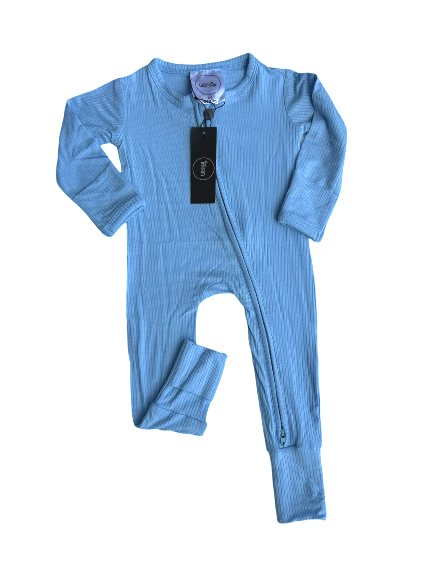Bamboo Carolina Blue Ribbed Zip Sleeper