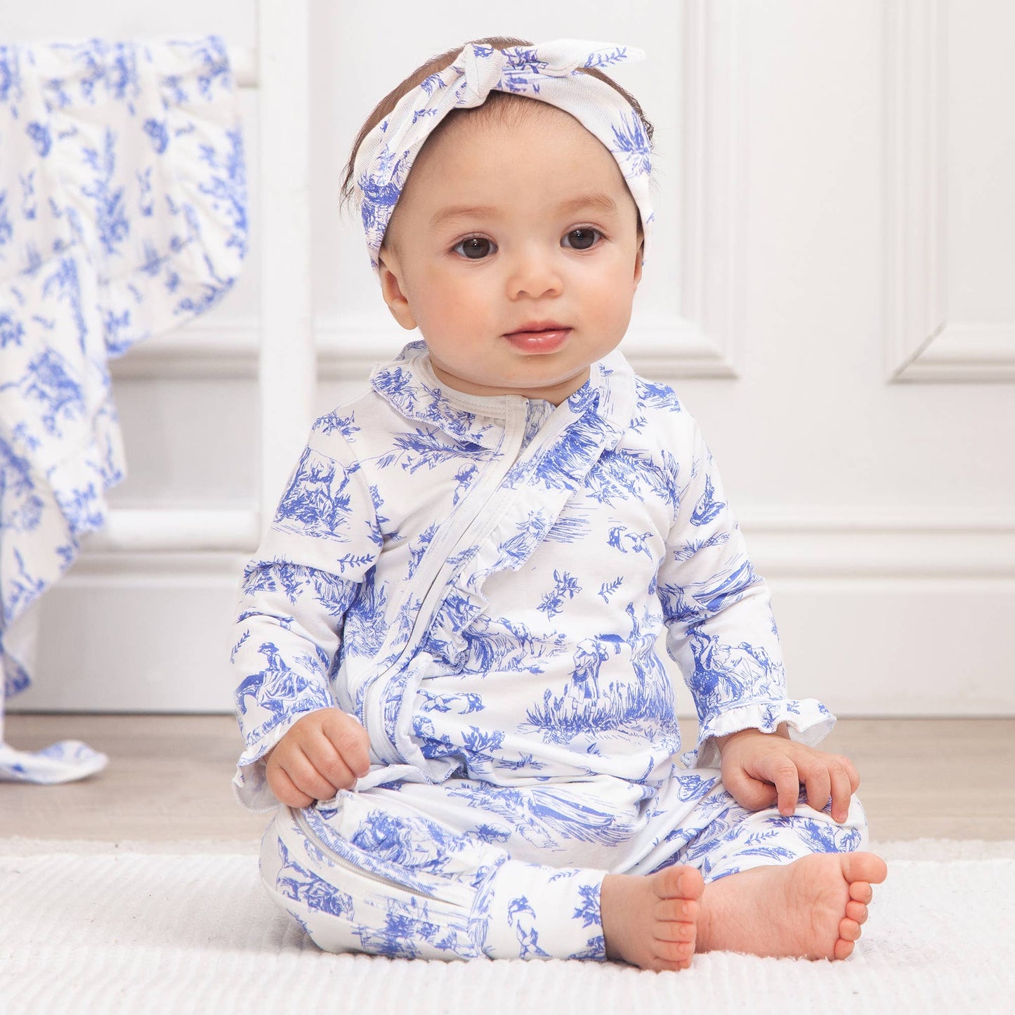 Toile de Jouy Bamboo Zippered Romper