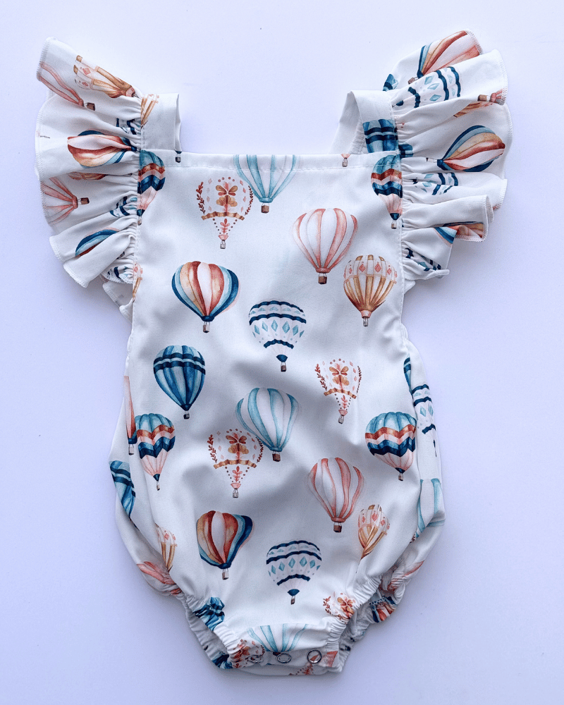 Shiloh Ruffle Back Romper - Hot Air Balloons