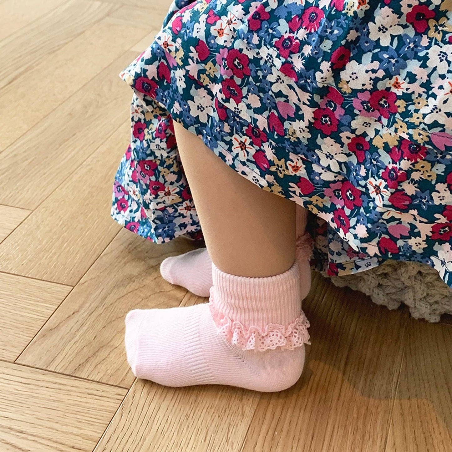 Frilly Non-Slip Stay-On Baby and Toddler Socks - Pink Lemonade