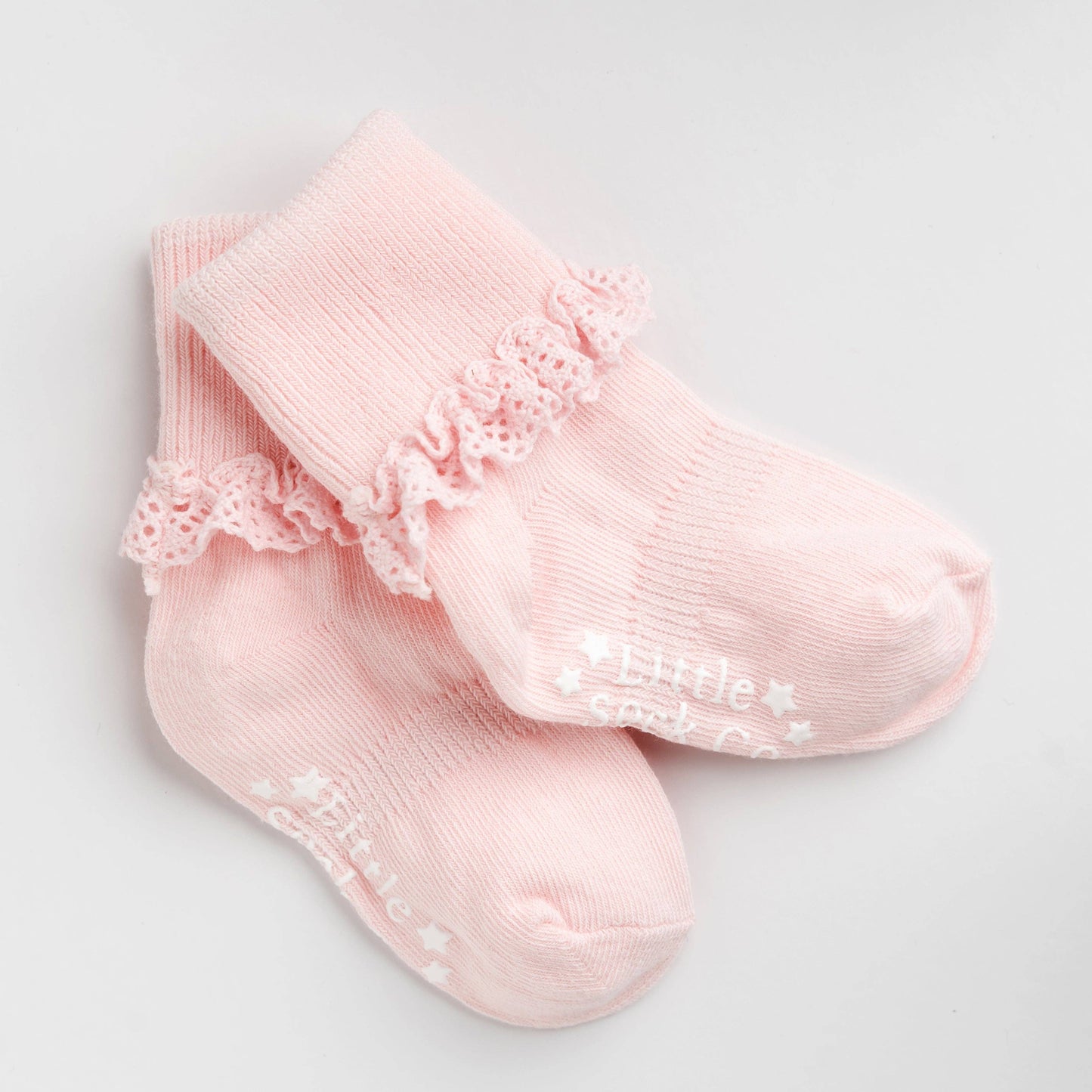 Frilly Non-Slip Stay-On Baby and Toddler Socks - Pink Lemonade