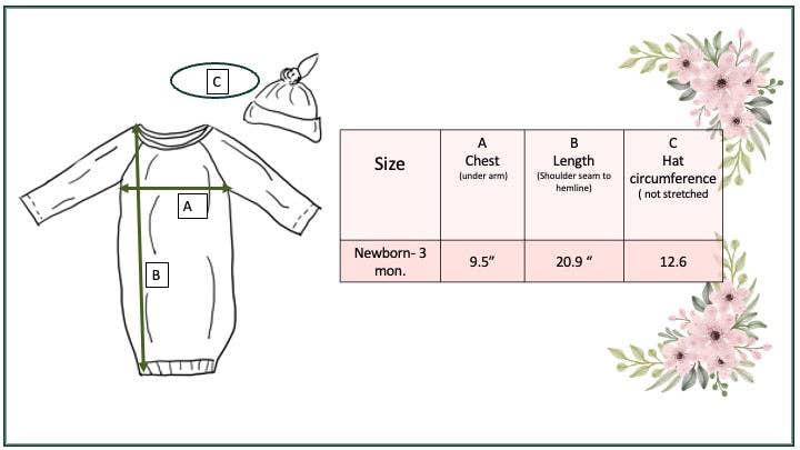 Infant Unisex Cowboy Baby Gown and Hat Set