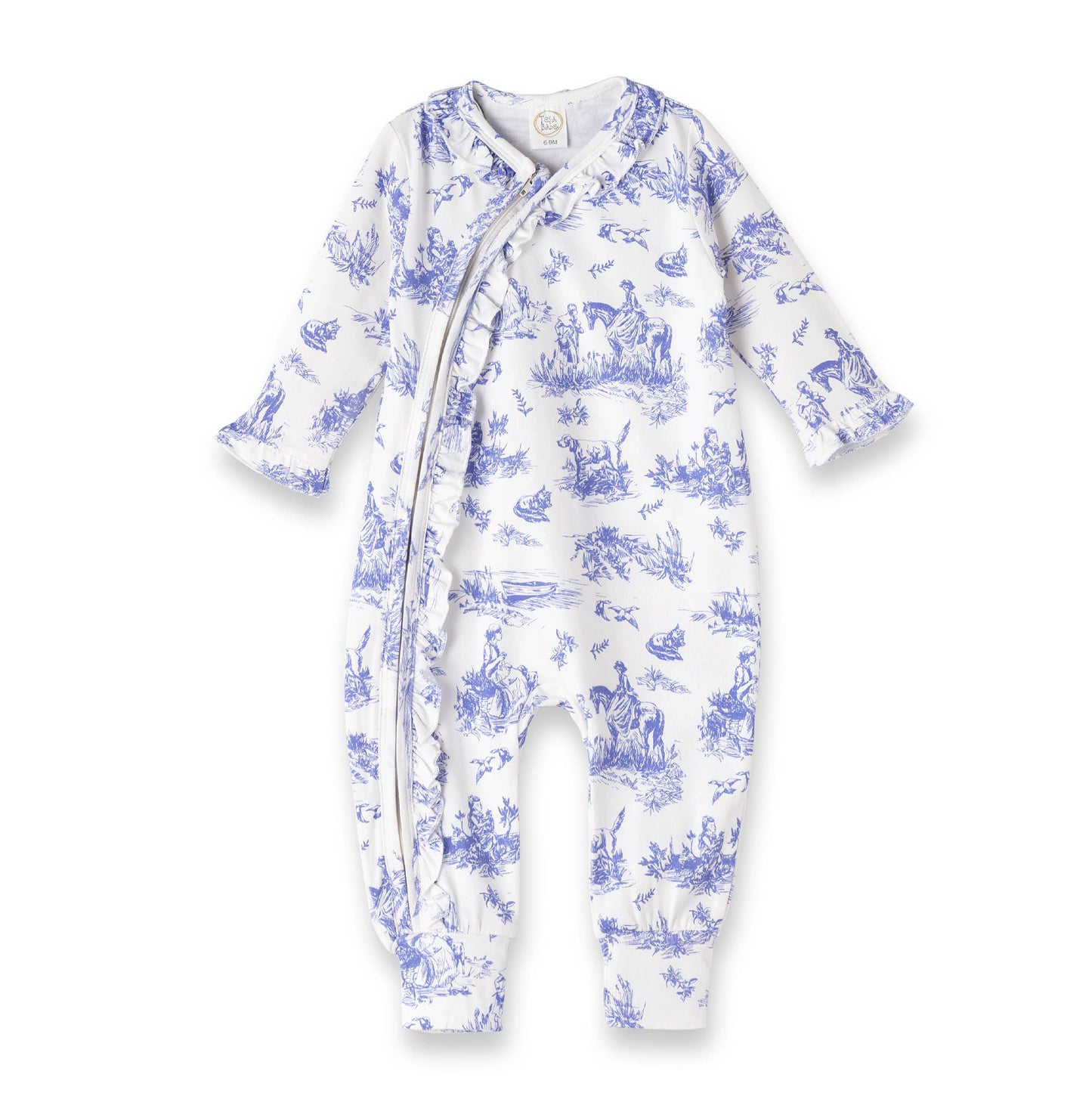 Toile de Jouy Bamboo Zippered Romper