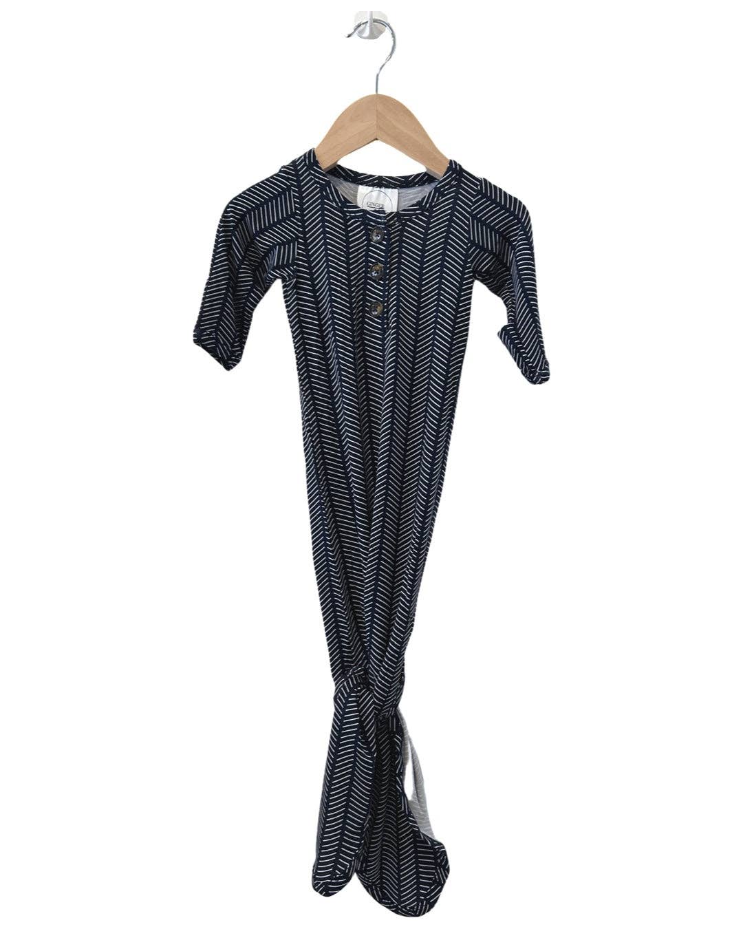 Bamboo Midnight Blue Herringbone Knotted Gown