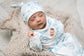 Infant Unisex Cowboy Baby Gown and Hat Set