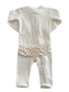 Ivory Organic Ribbed Frill Zip Footie