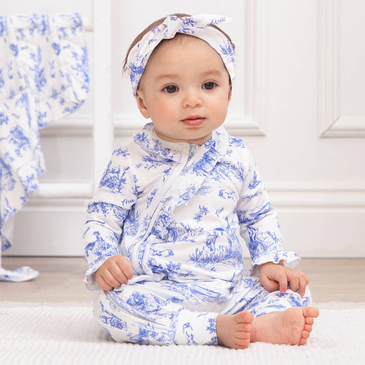 Toile de Jouy Bamboo Zippered Romper