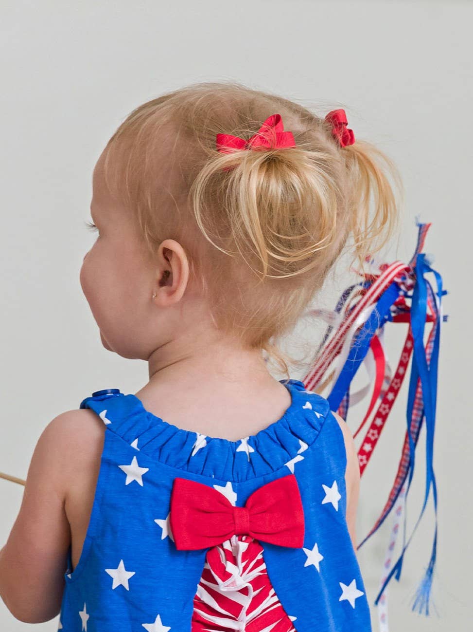 Girls Red Mini Bow Hair Clip Set