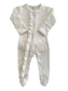 Ivory Organic Ribbed Frill Zip Footie