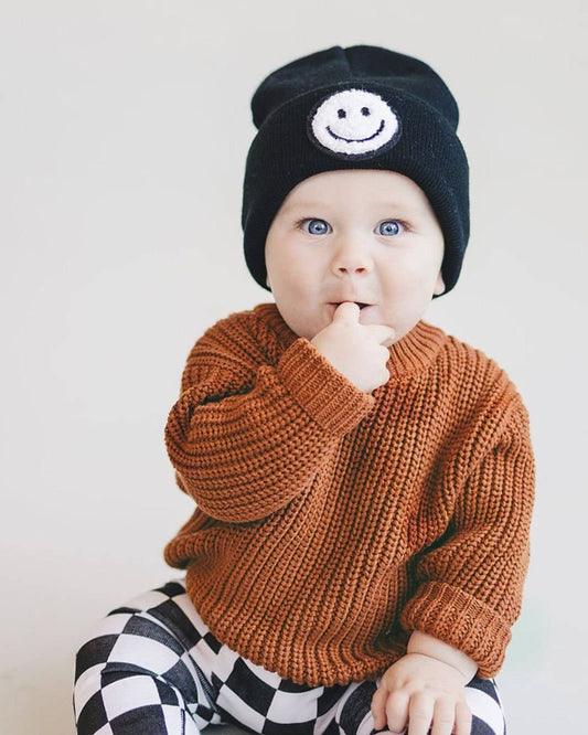 Smiley Baby & Kids Beanie | Black