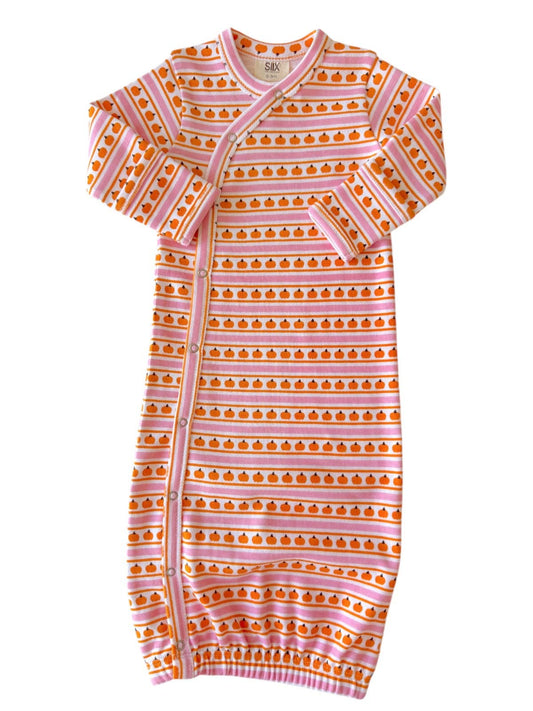 Pumpkin Stripe Pink / Organic Gown